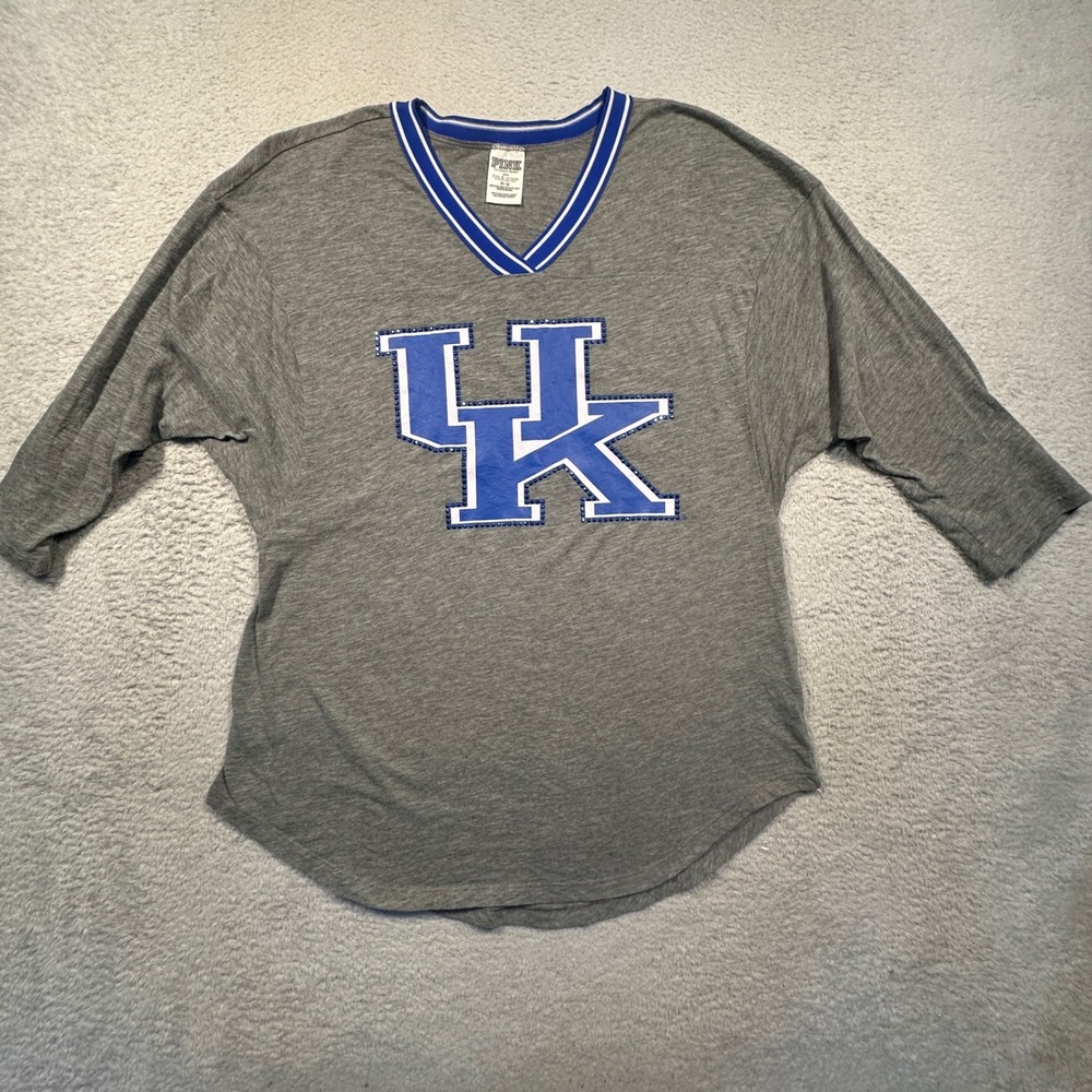 PINK Victoria's Secret Kentucky Wildcats Top Womens Medium Gray UK Gameday Shirt